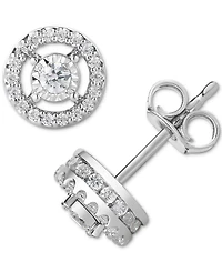 TruMiracle Diamond Halo Stud Earrings (1/2 ct. t.w.) in 14k White Gold