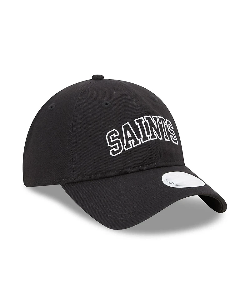 Women's New Era Black New Orleans Saints Collegiate 9TWENTY Adjustable Hat