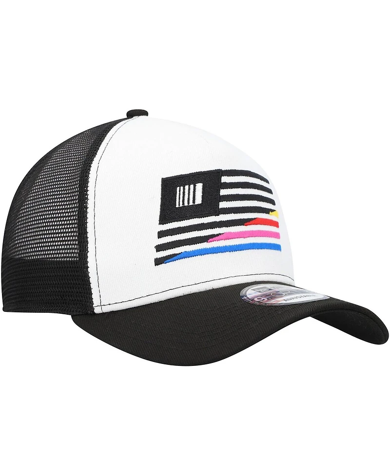 Men's New Era Black, White Nascar 9FORTY A-Frame Trucker Snapback Hat