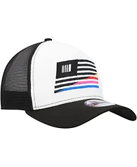 Men's New Era Black, White Nascar 9FORTY A-Frame Trucker Snapback Hat
