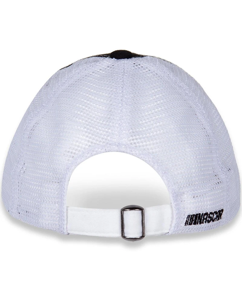 Women's Checkered Flag Sports Black, White Name and Number Adjustable Hat