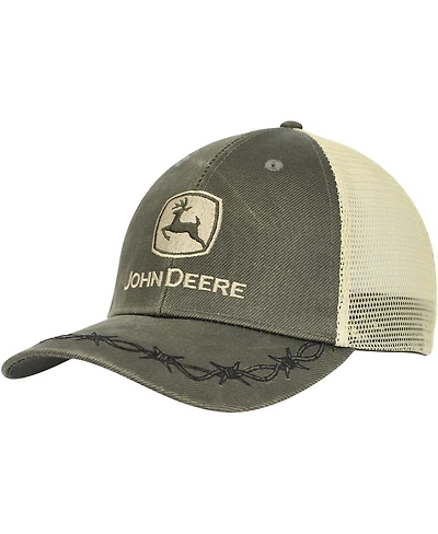 Men's Top of the World Olive John Deere Classic Oil Skin Trucker Adjustable Hat