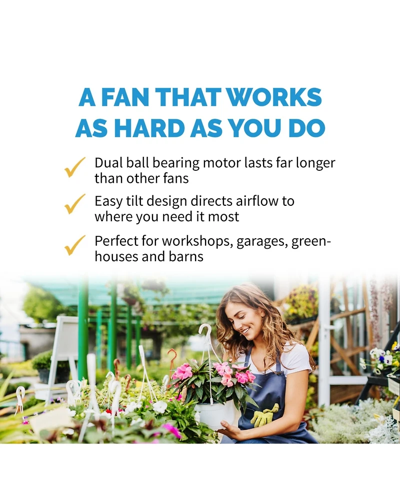 Newair 20" High Velocity Outdoor Fan, Heavy Duty Waterproof 2-in-1 Floor Stand or Wall Mount Fan, Adjustable Tilt and 3 Speeds up to 4650 Cfm | W