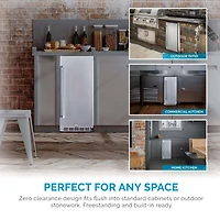 Newair 15" 3.2 Cu. Ft. Commercial Stainless Steel Built-in Beverage Refrigerator, Weatherproof and Outdoor Rated