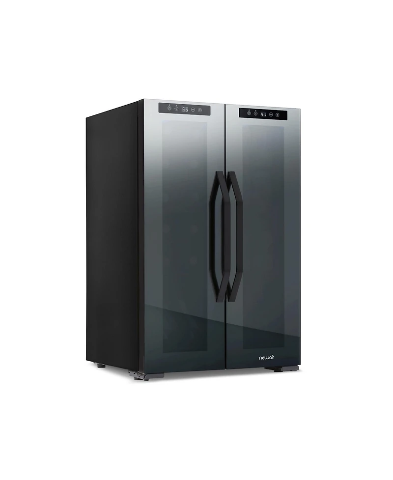 Newair Shadow Series Wine Cooler Refrigerator 12 Bottle & 39 Can Dual Temperature Zones, Freestanding Mirrored Wine and Beverage Fridge with Double-La