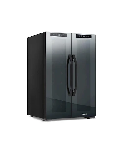 Newair Shadow Series Wine Cooler Refrigerator 12 Bottle & 39 Can Dual Temperature Zones, Freestanding Mirrored Wine and Beverage Fridge with Double-La