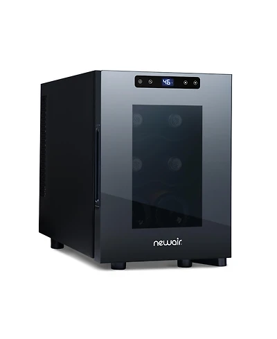 Newair Shadow-t Series Wine Cooler Refrigerator, 6 Bottle Countertop Mirrored Compact Wine Cellar with Triple-Layer Tempered Glass Door, Vibration-Fre