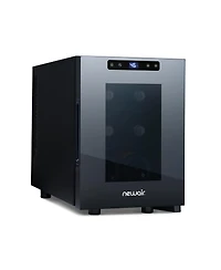 Newair Shadow-t Series Wine Cooler Refrigerator, 6 Bottle Countertop Mirrored Compact Wine Cellar with Triple-Layer Tempered Glass Door, Vibration-Fre