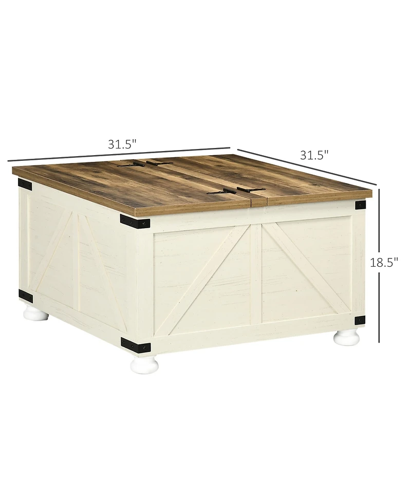 Homcom Farmhouse Table with Storage, Large Square Table