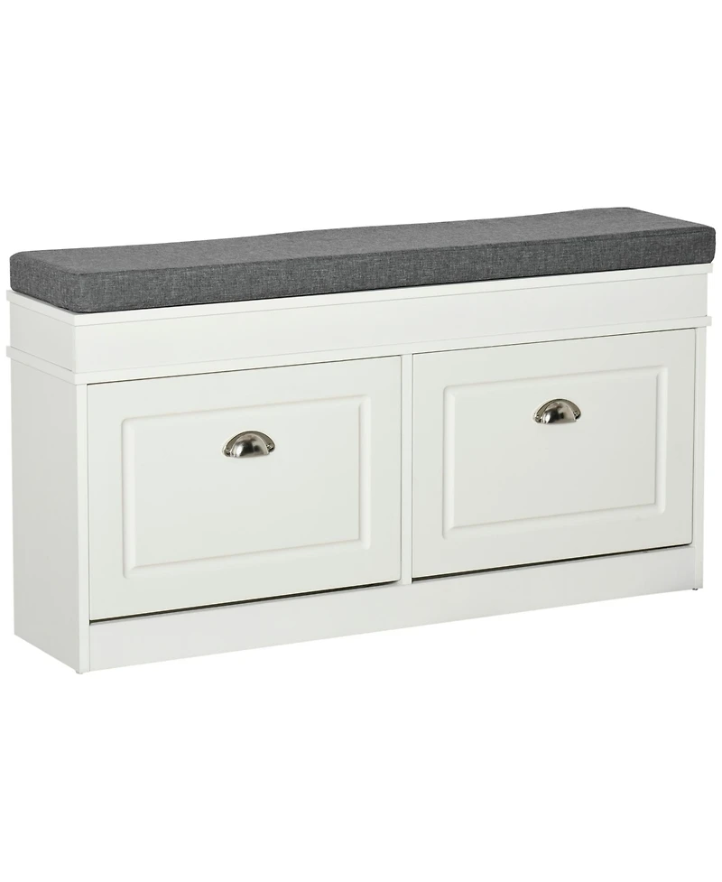 Homcom Shoe Bench, Storage Organizer W/ 2 Drawers, Holds 8 Pairs,