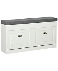 Homcom Shoe Bench, Storage Organizer W/ 2 Drawers, Holds 8 Pairs,