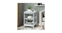 2 Pieces 3-tier Nightstand Sofa Side End Accent Table Storage Display Shelf