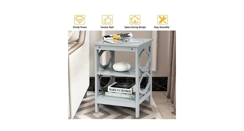 Slickblue 3-tier Nightstand Sofa Side End Accent Table