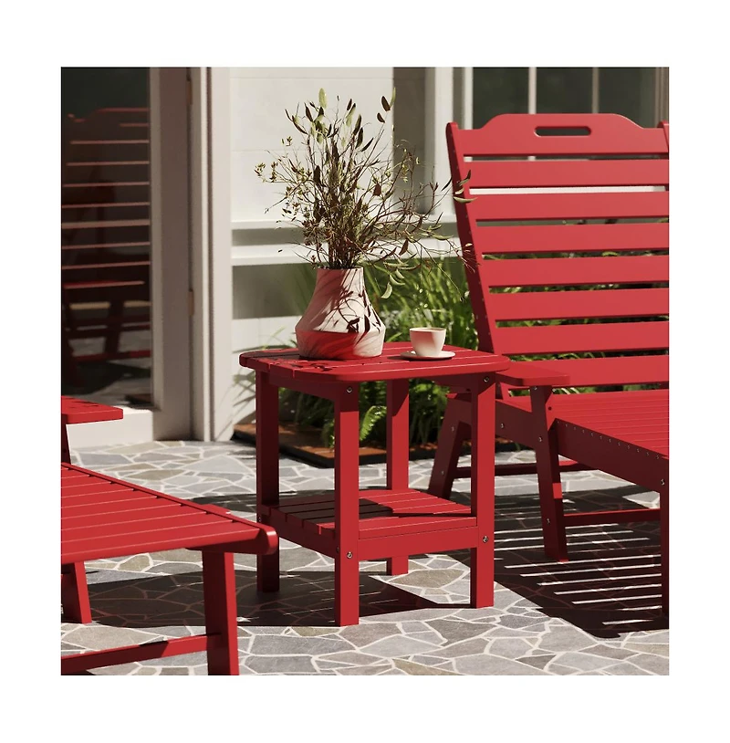 Nassau 2-Tier Adirondack Side Table, All-Weather Hdpe Indoor/Outdoor Accent Table