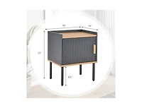 Nightstand Bedside End Table with Door Cabinet for Living Room Bedroom-Grey