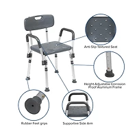 300 Lb. Capacity Quick Release Back & Arm Shower Chair