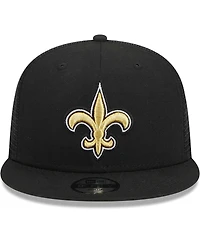Big Boys and Girls New Era Black New Orleans Saints Main Trucker 9FIFTY Snapback Hat