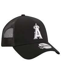 Men's New Era Black Los Angeles Angels A-Frame 9FORTY Trucker Adjustable Hat