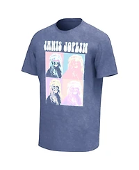 Men's Blue Janis Joplin Squares Washed Graphic T-shirt