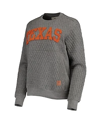 Women's Pressbox Heather Charcoal Texas Longhorns Moose Quilted Pullover Sweatshirt