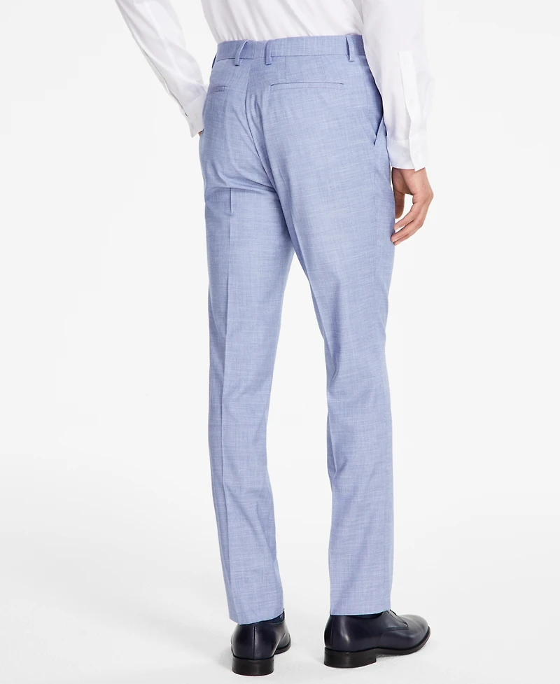Dkny Men's Modern-Fit Bi-Stretch Light Blue Check Suit Separate Pants