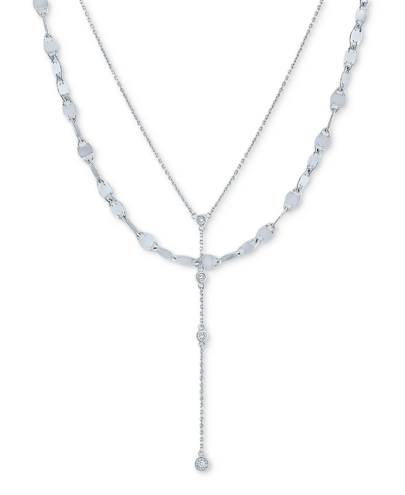 2-Pc. Set Diamond Lariat Adjustable Layered Necklaces (1/10 ct. t.w.) in Sterling Silver