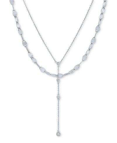 2-Pc. Set Diamond Lariat Adjustable Layered Necklaces (1/10 ct. t.w.) in Sterling Silver