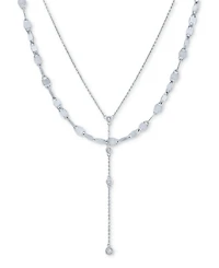 2-Pc. Set Diamond Lariat Adjustable Layered Necklaces (1/10 ct. t.w.) in Sterling Silver