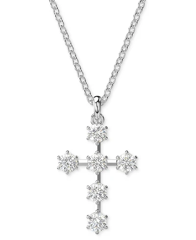 Swarovski Silver-Tone Insigne Crystal Cross Pendant Necklace, 15" + 2-3/4" extender