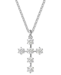 Swarovski Silver-Tone Insigne Crystal Cross Pendant Necklace, 15" + 2-3/4" extender