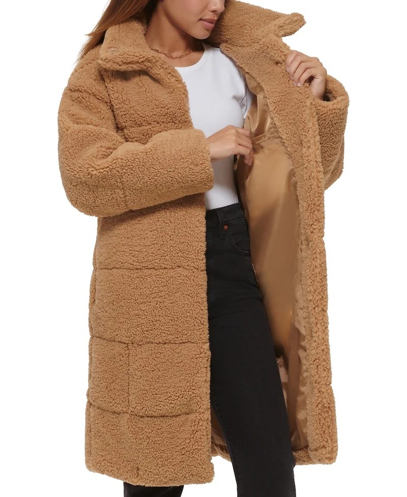 Levi's Women's Long Sherpa Snap-Closure Teddy Coat