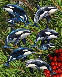Designocracy Holiday Wooden Clip-On Ornaments Majestic Orcas Set of 6 G. DeBrekht
