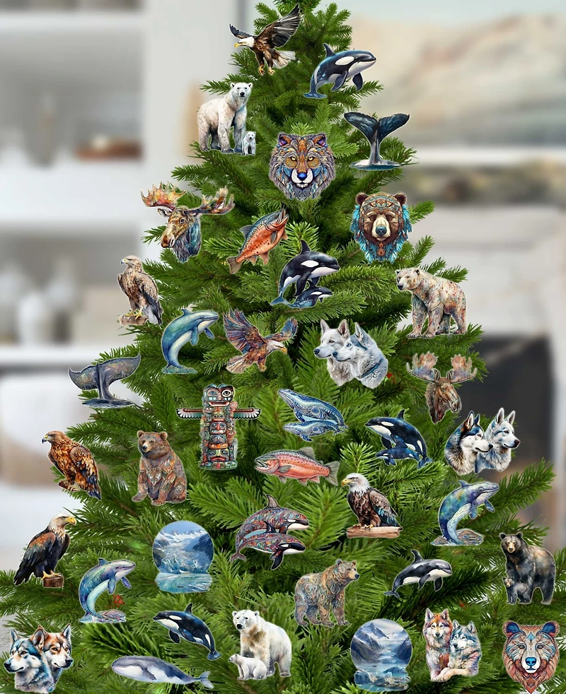 Designocracy Holiday Wooden Clip-On Ornaments Coastal Sea Lions Set of 6 G. DeBrekht