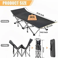 Sugift 2-Piece Folding Bed Camping Cots with Removable Cotton Mattress (2 in a set), 500 lbs
