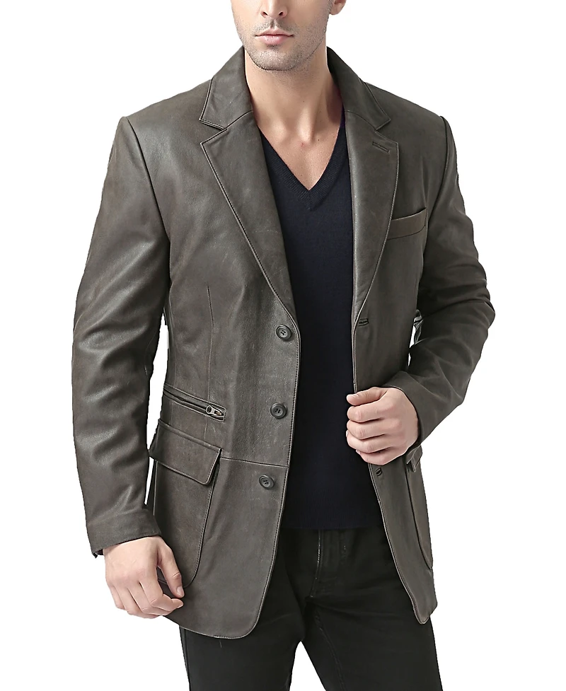 Bgsd Men Mark Three-Button Distressed Leather Blazer
