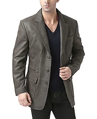 Bgsd Men Mark Three-Button Distressed Leather Blazer