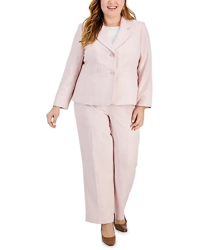 Le Suit Plus Size Button-Front Side-Zip Pantsuit