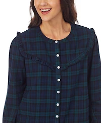 Lanz of Salzburg Women's Cotton Flannel Short Button Front Sleepshirt Nightgown