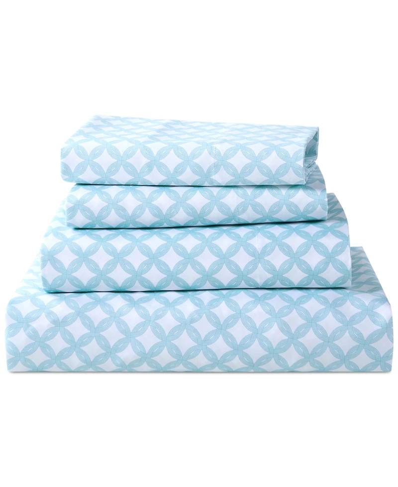 Sunham Microfiber Easy Care Printed -Pc. Sheet Set