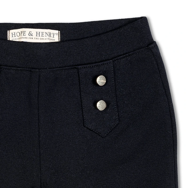 Hope & Henry Baby Girls Button Placket Ponte Pant