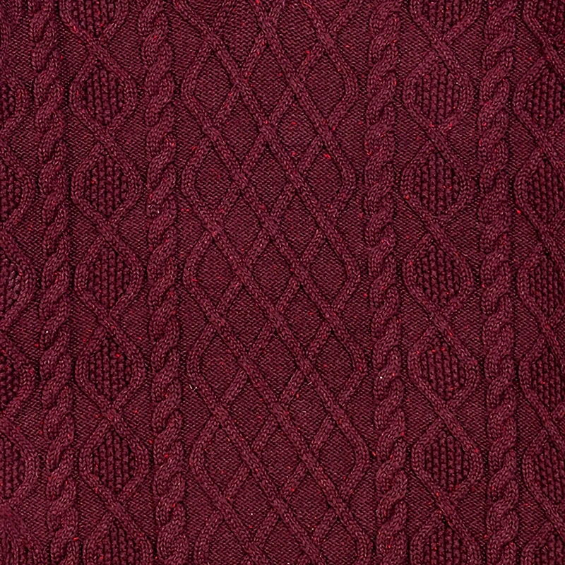 Hope & Henry Men's Mock Neck Cable Button Sweater with Flecks