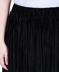 Ny Collection Petite Pleated Velvet Skirt
