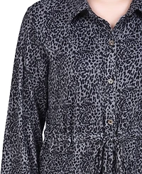 Ny Collection Petite Long Dolman Sleeve Drawstring-Waist Tunic Top