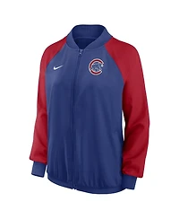 Women's Nike Royal Chicago Cubs Authentic Collection Team Raglan Performance Full-Zip Jacket