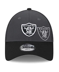 Preschool Boys and Girls New Era Graphite, Black Las Vegas Raiders Reflect 9FORTY Adjustable Hat