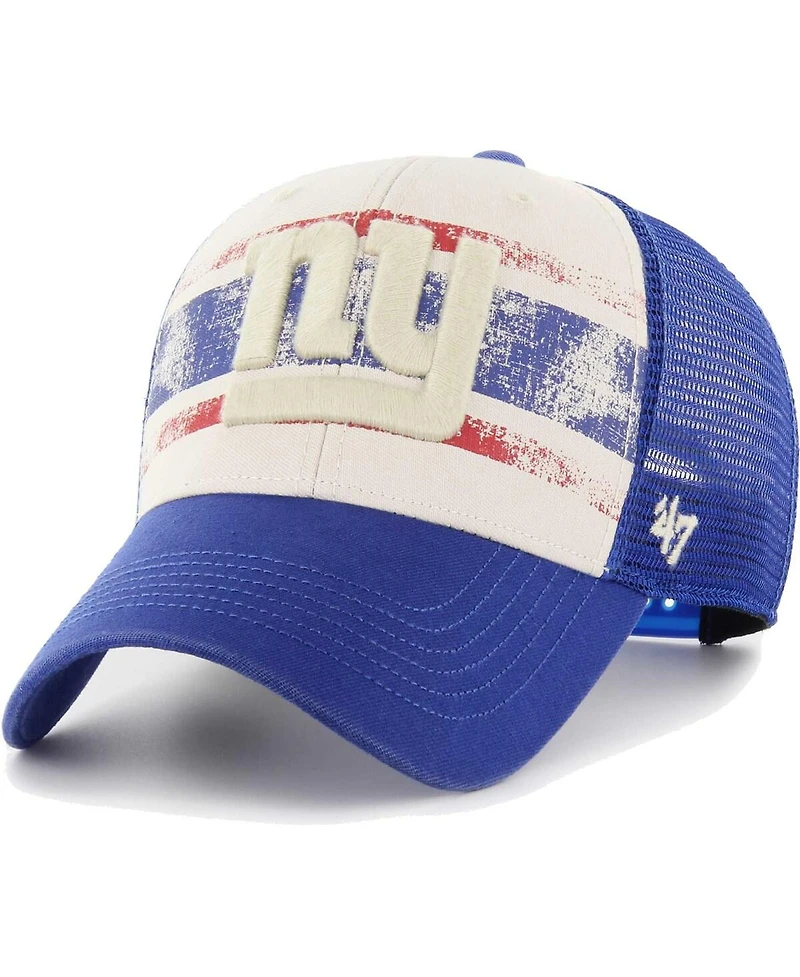 Men's '47 Brand Cream Distressed New York Giants Breakout Mvp Trucker Adjustable Hat