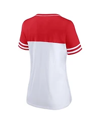 Women's Profile White, Red Wisconsin Badgers Plus Field Game V-Neck T-shirt