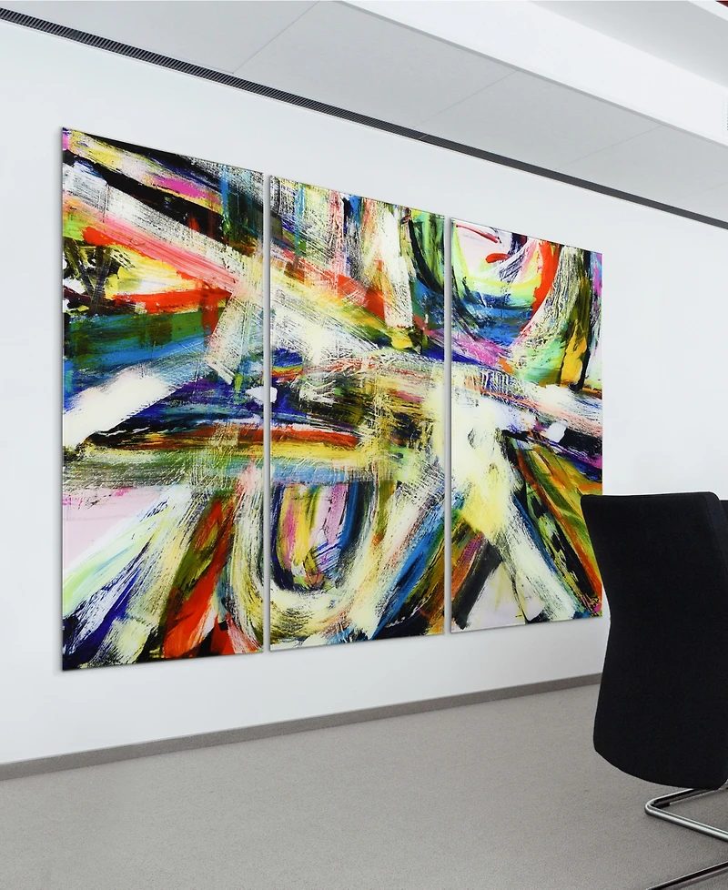 Empire Art Direct "Rock Star I Abc" Frameless Free Floating Tempered Glass Panel Graphic Wall Art Set of 3, 72" x 36" x 0.2" Each