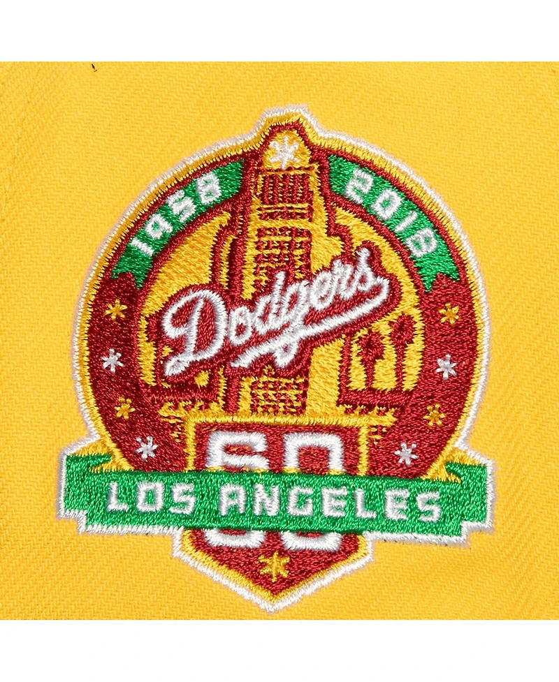 Men's Mitchell & Ness Yellow, Green Los Angeles Dodgers Hometown Snapback Hat