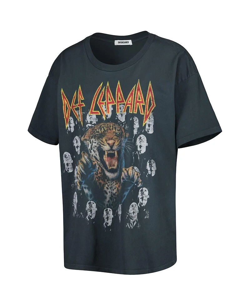 Women's Black Distressed Def Leppard Graphic T-shirt